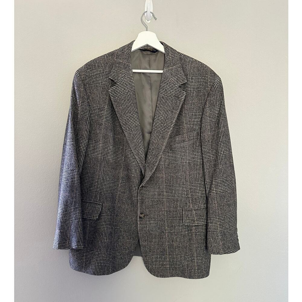 Vintage Brooks Brothers Plaid Camel Hair Sport Coat size 44 short